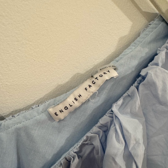 English Factory Women Blue Colorblock Ruffle Hem Sleeveless Mini Dress Size S - Picture 9 of 9